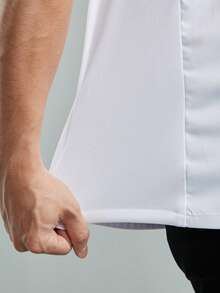 White Short Sleeve Chef Uniform - Polyester, Machine Washable Fabric, Solid Color Stand Collar Design, Suitable For Kitchen, Bakery, Restaurant, School Cafeteria Chef Accessories - White - View 11