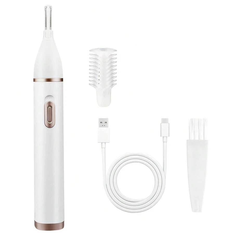 Conduroma Women's Rechargeable Multi-Function Eyebrow Trimmer, Facial Hair Remover, Suitable For Eyebrows, Chin, Upper Lip, Neck And Sideburns, USB Powered, Includes 1 Guide Comb And Cleaning Brush, Ideal Gift - White - View 1
