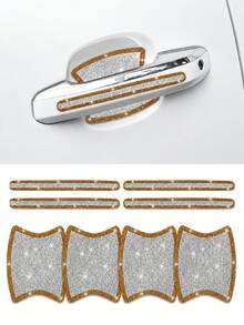 8pcs/4pcs Película Protectora de Manija de Puerta de Coche con Brillo de Cristal, Ajuste Universal para SUV, Sedán, Camioneta, Pegatinas Protectoras de Cuenco de Puerta, Accesorios Decorativos Anti-Arañazos para Coche - Estilo A - Ver 21