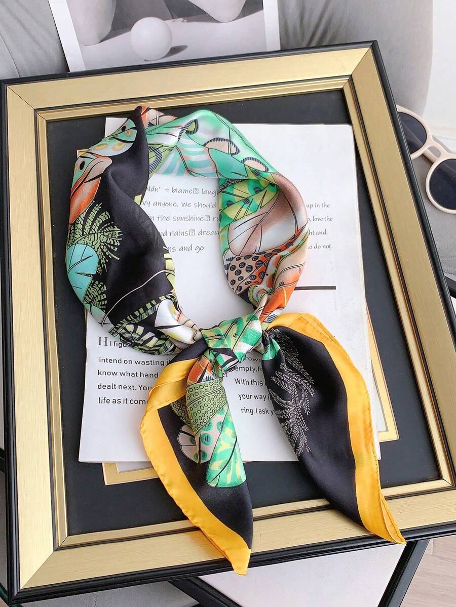 1 pieza Pañuelo de cabeza con estampado de flor de anacardo, pañuelo de moda versátil adecuado para uso diario - Multicolor - Ver 1