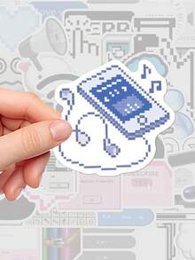 55pcs Retro Internet Stickers Featuring Pixelated Designs Inspired By Vintage Interfaces. With A Nostalgic Aesthetic, They Are Ideal For Laptops, Tablet Cases, Air Conditioners And Motorbikes. Durable And Decorative, They Offer A Unique, One-Of-A-Kind Look. - Multicolor - View 5
