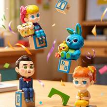 Miniso Disney Pixar Puppe Story 30. Jubiläums Retro Edition Blind Box Figur, klassische IP neu gestaltet mit interessantem Flugschach-Design, nur Blind Box Figur, Flugschachbrett nicht enthalten (zufällige 1 Stück) - Verschiedenfarbig - Übersicht 3