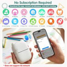 AI Mini Printer, Portable Thermal Inkless AI Mini Sticker Printer, Supports Voice Control, Photo Generation And Smart Learning, Suitable For Notes, Drawing And DIY Creativity - Multicolor - View 7