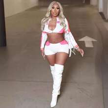 Women's Fashion Sexy Streetwear Two-Piece Set,  Matching Outfit For Night Out, Party, Club & Daily Street Style - Blanco - Ver 3