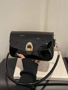 Bolsa de cintura con estampado de flechas estilo coreano de moda, nueva bolsa de mano a 2025, bolso bandolera, bolso cuadrado pequeño de unicolor estilo Ins - Negro 4 - Ver 10