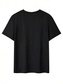 Chemise décontractée à manches courtes avec col rond et imprimé lettres pour hommes, pour l'été, en tissu polyester léger et semi-transparent. YY8N - Blanc - Voir 3