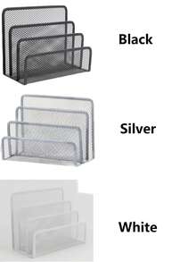 Multifunctional Metal Mesh Desktop Organizer With Bookshelf, Space-Saving Freestanding Storage Rack, Stationery Holder, File Organizer, Suitable For Home Office, Teachers And Artists, Compact Vertical Storage Design, Ideal For Home And Office Decor - Multicolor - View 9
