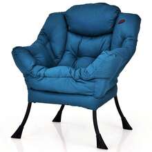 Sillón Individual Moderno de Tela de Poliéster Lifezeal con Bolsillo Lateral, Azul Marino/Beige/Gris/Marrón - Azul marino - Ver 2