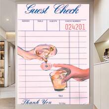 Enmarcado Póster plano 2D  con menú de cócteles retro | Lienzo impreso con diseño de bebidas vintage, estilo art déco, arte mural moderno, ideal para regalar, decoración del hogar y dormitorios, adecuado para dormitorio, sala de estar y comedor. - Enmarcado - Ver 1