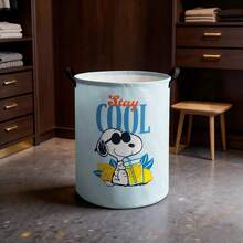 Miniso Peanuts Snoopy "Stay Cool" Summer Print Laundry Basket Collapsible Storage Bin With Handles,Organizer For Laundry Room, Bedroom & Room - Multicolor - View 3