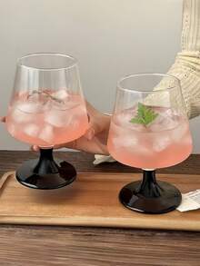 4er Set Burgunderfarbene Hochstielgläser 470ml, Saftgläser für Zuhause, Sprudelwassergläser, Cocktailgläser, Sommer Saft- & Sprudelwassergläser, Hochzeits-Jahrestags-Weingläser, romantische Kerzenschein-Dinnergläser, Valentinstag Geschenk - Schwarz - Übersicht 13