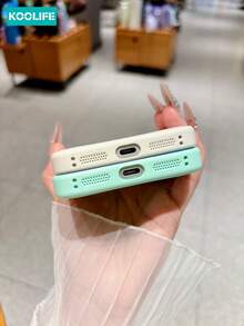 Koolife 1 件装薄荷绿波浪纹理磁吸手机壳，PC+TPU 防震保护套，兼容 MagSafe，大摄像头窗口保护，亲肤保护壳，兼容 Apple 17/17pro/17promax/16/15 - 青色 - 查看 6
