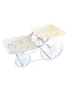 2層馬車造型杯子蛋糕架，優雅復古雙層甜點架；婚禮甜點桌展示架、婚禮招待會食物盤、單身派對杯子蛋糕盤、週年慶派對裝飾架、生日派對零食盤、下午茶派對甜點桌，適用於婚禮招待、下午茶及派對裝飾 - 多色 - 查看 12