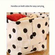 Open-Top Decorative Storage Box, Foldable Polyester Basket With Black Polka Dots For Home Sundries(3PC) - Polka Dot 3PC - View 7