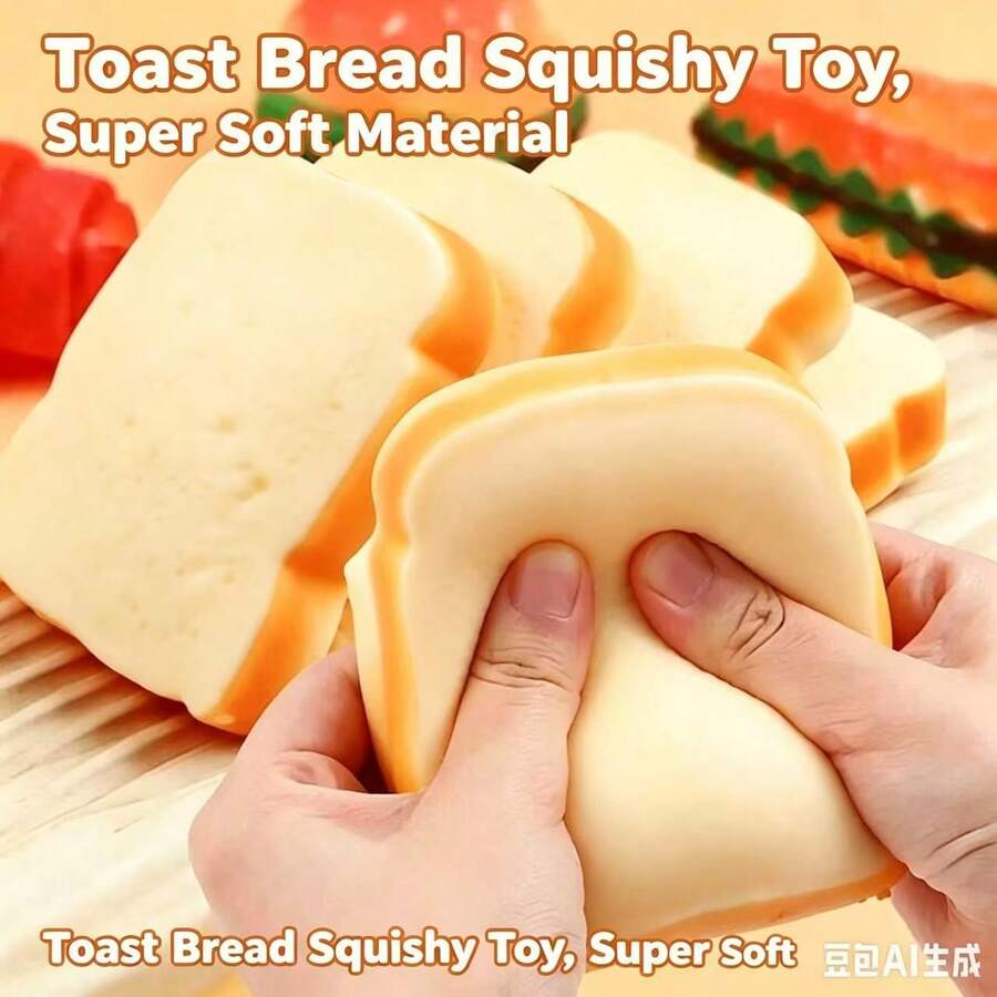 1 pièce Jouet anti-stress - Modèle de pain réaliste Jouet mou à rebond lent, Jouet de blague (Style toast)