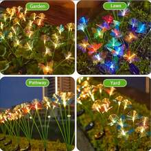 1个6LED太阳能彩色蝴蝶光纤地插灯，适用于庭院、花园、草坪、小路、婚礼、求婚、露营、惊喜装饰、露台、节日[太阳能供电] - 蝴蝶 - 查看 5