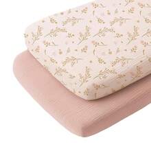 2pcs Baby Crib Sheets,Soft & Comfortable, Suitable For Baby Crib, Moses Basket, Oval/Rectangular Pad/Mattress, Ideal Gift For Expectant Mothers - Multicolor - View 1