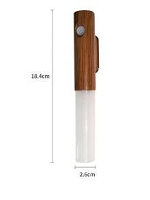 1pc Smart Motion Sensor Wall Light Walnut Wood Grain Night Light No Drilling Magnetic Bedside Wall Lamp - Multicolor - View 8