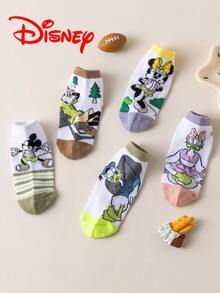 Disney 1/5/10雙迪士尼卡通兒童短襪禮品 夏季白色襪子 卡通角色配色拼接船襪 米妮 黛絲 唐鴨 米奇 兒童襪 舒適透氣 時尚兒童襪 透氣舒適百搭 禮品靈感 透氣吸濕 隨興 多功能 時尚卡通圖案船襪 適合學生 歐美尺寸成人 禮品與日常使用 米奇與他的朋友們 - 彩色 - 查看 10
