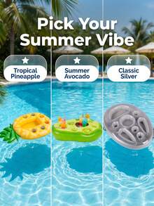 Inflatable Floating Drink Tray, Portable Pool Drink Float With Cup Holder, Essential For Adult Summer Pool Party And Beach, Tropical Party Decoration - Multicolor - View 7