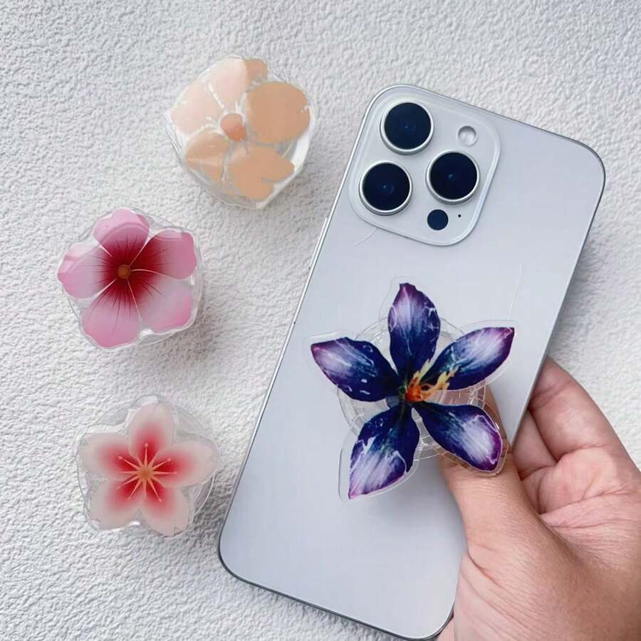 Popular Cross-Border Spring Floral Korean Ins Style Convenient Adhesive Expandable Phone Holder, Acrylic Desktop Decor, Slouchy Gift - Multicolor - View 1