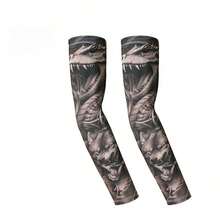 Men Summer Outdoor Cycling Motorcycle Tattoo Printed Ice Silk Sun Protection Arm Sleeves, Breathable Cooling Arm Covers For Daily Shading Use - Multicolor - View 11