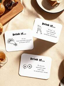 100pcs Beverage Theme Game Cards, Black & White Beer Bottle Design, Portable And Easy To Use, Suitable For Theme Party Favors, Fun Game Cards, Party Gifts, Friend Gathering Interaction Cards And Casual Tabletop Game Props - One Size Fits All - View 2