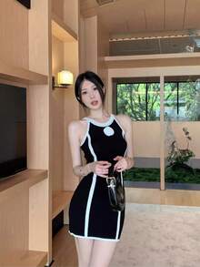Women Midi Dresses - Black - View 10