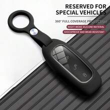 For Denza D9 N7 N8 Liquid Silicone Key Case, Night-Mode Silicone Material, Anti-Drop Anti-Scratch Key Shell, Transparent Visual Keypad For Unobstructed Signal & Sensitive Control, Durable Protective Cover With Key Ring - black - View 3