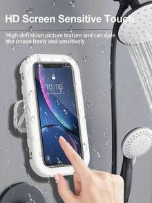 Giá đỡ điện thoại phòng tắm xoay 360° chống nước, có thể điều chỉnh & kéo dài, bao đựng điện thoại phòng tắm, nắp bảo vệ chống sương mù độ nhạy cao, phù hợp cho tường phòng tắm, gương, bồn tắm, nhà bếp, hộp điện thoại cảm ứng chống nước phòng tắm, hộp giá đỡ điện thoại cảm ứng gắn tường không cần khoan - Nhiều màu - Xem 8