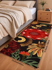 1/2pcs Bohemian Style Floral Kitchen Mat Set, Modern Country Style Floral Kitchen Rug And Mat, Non-Slip Washable, Suitable For Spring/Summer Bohemian Style Kitchen Long Rug, Rubber Bottom Support - Multicolor - View 12