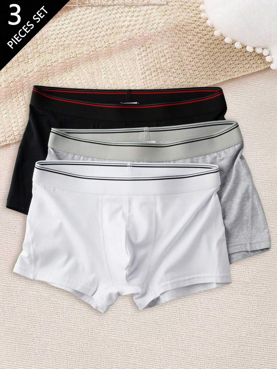 Norcotton 男士純棉四角內褲 3入組 - 彩色 - 查看 1