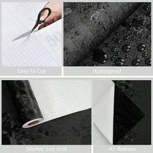 1 Roll Thickened Black Floral Embossed Contact Paper, Peel And Stick Removable Waterproof PVC Vinyl Wallpaper For Cabinets Countertops Drawers Table Kitchen Bathroom Home Decor - Black - View 12