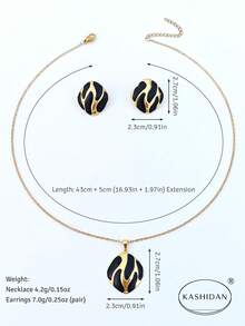 KASHIDAN 3 Sets Stylish Minimalist Abstract Wavy Enamel Earrings And Necklace Gift Set, Fashionable And Light Luxury Earrings And Necklace With And In A Versatile And Unique Design - Multicolor - View 11