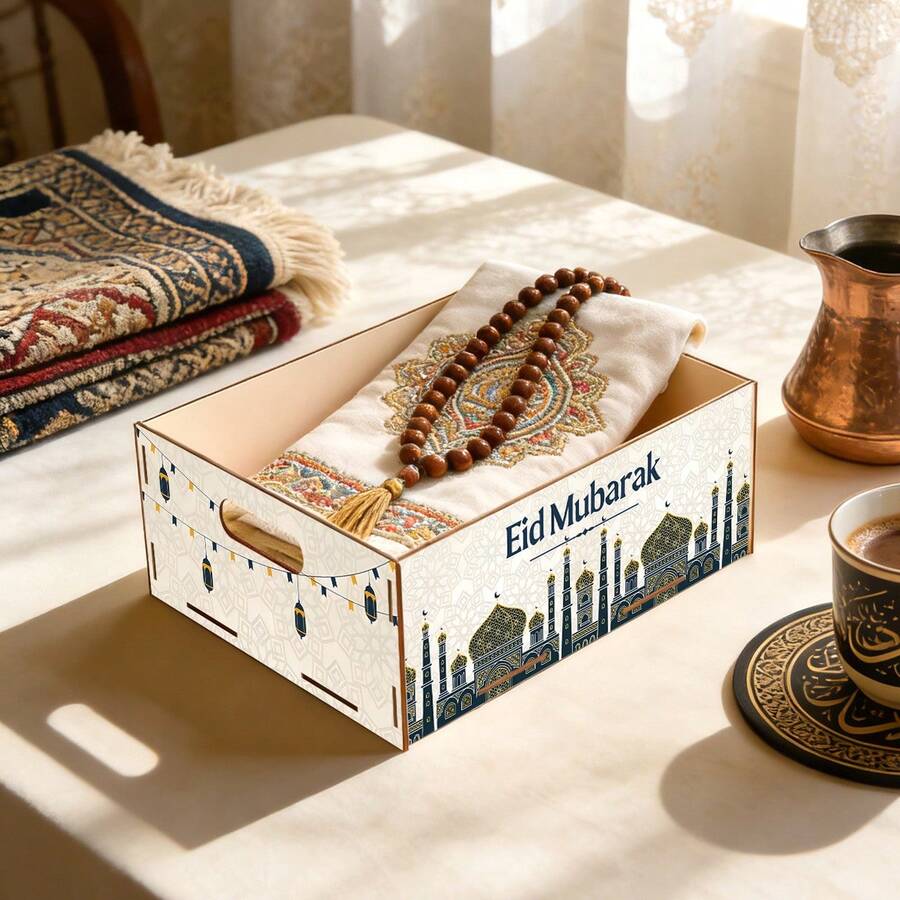 This Auspicious Wooden Storage Box Is Decorated With Arabic Palace Patterns, With Handles On Both Sides, Making It An Ideal Choice For Home Decor - Multicolor - View 1