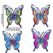 4pcs Colorful Butterfly Metal Wall Decor, Outdoor Garden Yard Fence Hanging Ornament, Weather-Resistant, 3D Art Wall Decoration, Patio Balcony Accent, Housewarming Gift, Vibrant Colors, Suitable For Lawn, Backyard, Wall, Easy Installation, Exquisite Craftsmanship, Adds Natural Vitality, Ideal Gardening Gift - Multicolor - View 3