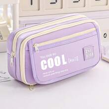 1pc So Cool Pencil Case Pen Bag Flip Front Pocket Multi Mesh Storage Pouch For Stationery School Student, Back To School, First Day Of School - Multicolor - View 10