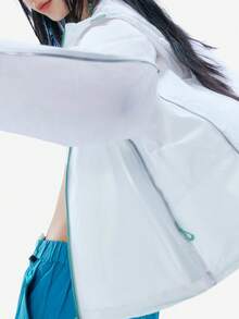 CAMEL CROWN 女款立領防曬襯衫，修身短版夏季防曬外套 - 無際白 - View 3