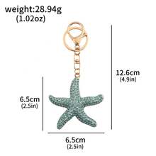 Llavero de lujo con forma de estrella de mar brillante con cristales, estilo playa y océano con strass, accesorio elegante para bolso, regalo para vacaciones de verano y uso diario - Multicolor - Ver 13