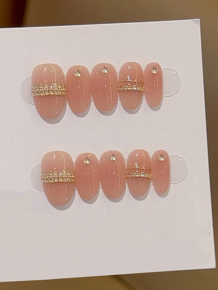 10pcs Nude Gradient Blush Super Shiny Champagne Zirconia Ring Design ...