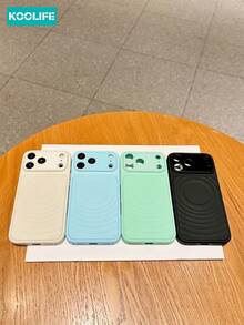 Koolife 1 件装薄荷绿波浪纹理磁吸手机壳，PC+TPU 防震保护套，兼容 MagSafe，大摄像头窗口保护，亲肤保护壳，兼容 Apple 17/17pro/17promax/16/15 - 青色 - 查看 3