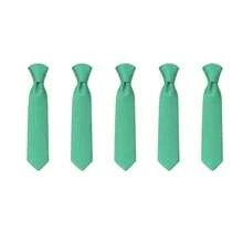 Set Of 5 Light Gray Formal Ties For Groomsmen, Weddings, Events, And Conferences - Verde Tifanny - View 1