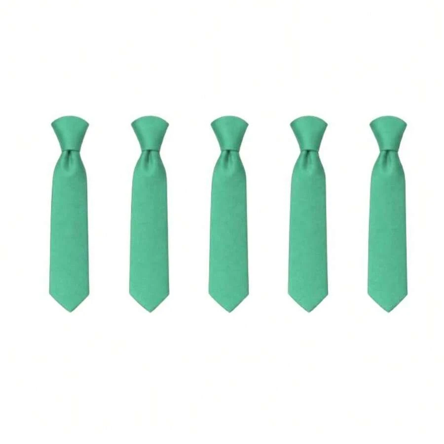 Set Of 5 Light Gray Formal Ties For Groomsmen, Weddings, Events, And Conferences - Verde Tifanny - View 1