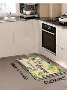 1/2 piezas Juego de Alfombrillas de Cocina con Patrón de Limón, Alfombra y Tapete de Cocina, Antideslizante Lavable, Alfombra Pasillera Estilo Bohemio Granja, Respaldo de Goma, Accesorios de Decoración de Cocina - Multicolor - Ver 16