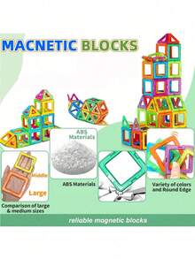 Bộ xếp hình nam châm cho trẻ em, đồ chơi xây dựng giáo dục STEM, làm từ chất liệu ABS, giúp phát triển kỹ năng thực hành và khả năng học tập sáng tạo của trẻ, quà tặng xếp hình. - Nhiều màu - Xem 9