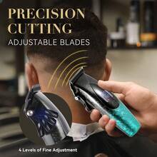 Hatteker 1pc Charging Base Hair Clipper, Home Electric Hair Trimmer With Adjustable Speed, LCD Display Electric Shaver - View 9