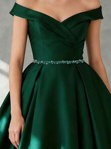 1 pieza Cinturón de novia con strass verde, faja decorativa de boda para alargar la cintura, ideal para conciertos, fiestas festivas y todas las ocasiones formales - Verde Oscuro - Ver 3