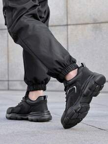 Men's Steel Toe Safety Shoes, Classic Series, Anti-Smash And Anti-Puncture, Comfortable And Fashionable EVA Sole, Lightweight And Resilient, Black Color, Functional Work Shoes For All Seasons - Black - View 2