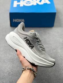 Hoka One One Bondi 9 Road Running Shoes, Breathable Lightweight Cushioned Shock-Absorbing Non-Slip, Suitable For All Seasons, Grey Color, Men & Women - Grey - View 6