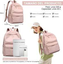 Mochilas De Ocio Para Hombres Y Mujeres, Bolsos De Hombro SóLidos Ligeros, Impermeables, Almacenamiento De Gran Capacidad, Adecuados Para Escuelas, Viajes, Negocios - Rosa - Ver 2